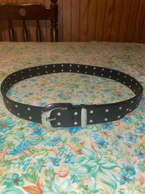 Black & silver leather belt (m)